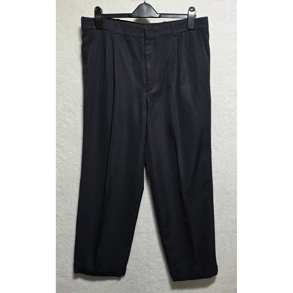 UTY Apparel Mens Black Pleated Trousers Dress Pants Size 38 Wool‎ Blend